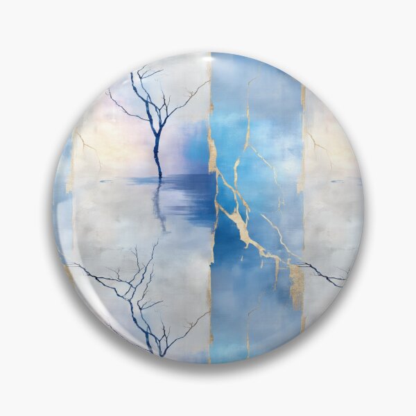 Item preview, Ethereal Solitary Tree with Blue, Gold, and Misty Hues designed and sold by Moisky Patterns.