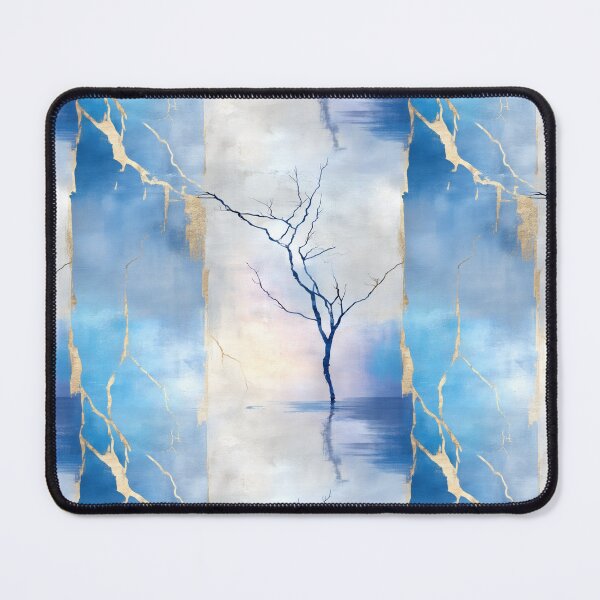 Item preview, Ethereal Solitary Tree with Blue, Gold, and Misty Hues designed and sold by Moisky Patterns.