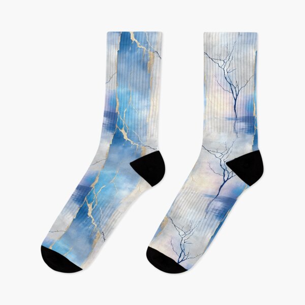 Item preview, Ethereal Solitary Tree with Blue, Gold, and Misty Hues designed and sold by Moisky Patterns.