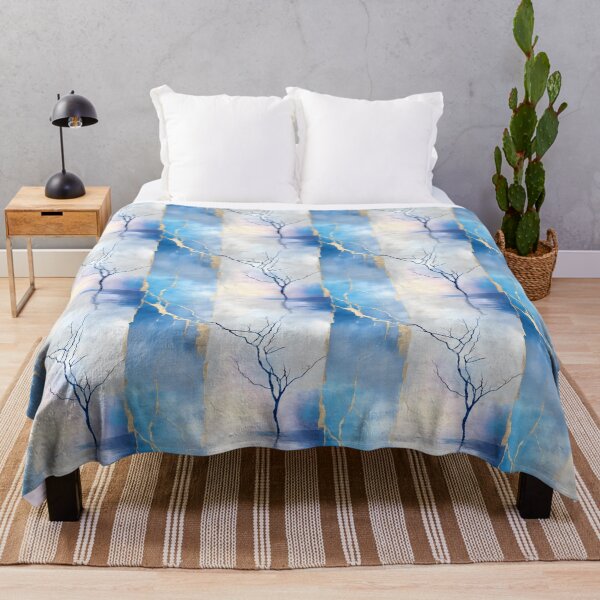 Item preview, Ethereal Solitary Tree with Blue, Gold, and Misty Hues designed and sold by Moisky Patterns.