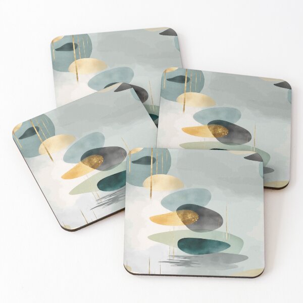 Item preview, Ethereal Balancing Stones with Gold, Teal, and Gray Layers designed and sold by Moisky Patterns.