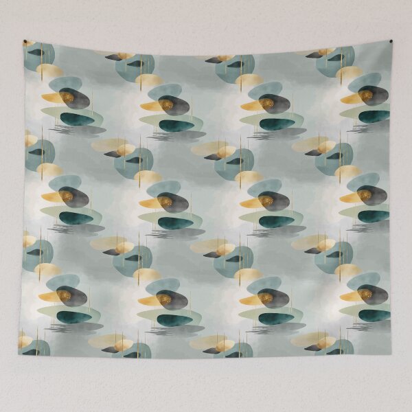 Item preview, Ethereal Balancing Stones with Gold, Teal, and Gray Layers designed and sold by Moisky Patterns.