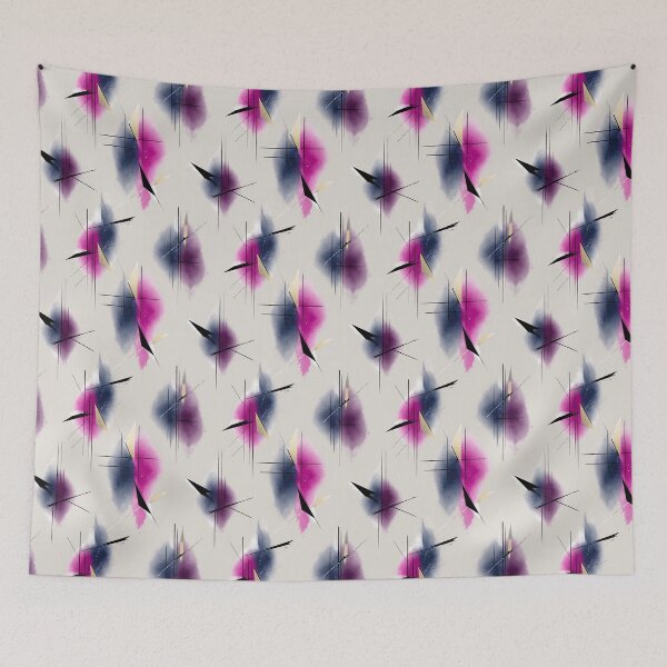 Item preview, Ethereal Brushstrokes and Angles in Magenta, Navy, and Gold designed and sold by Moisky Patterns.