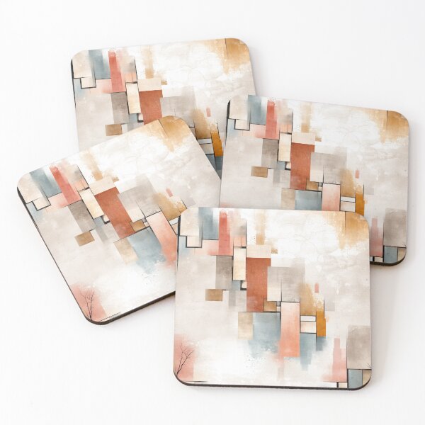 Item preview, Ethereal Architectural Blocks with Coral, Blue, and Beige Tones designed and sold by Moisky Patterns.