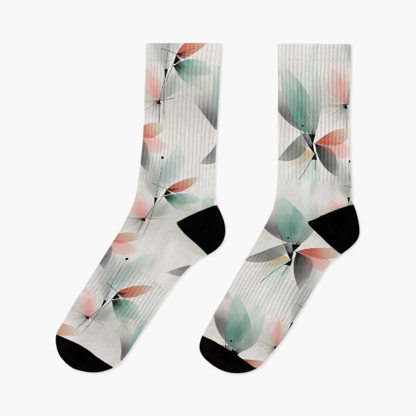 Item preview, Ethereal Abstract Florals with Coral, Sage, and Black Accents designed and sold by Moisky Patterns.
