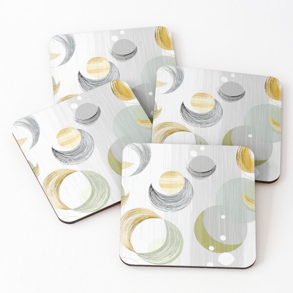 Item preview, Ethereal Crescent Moons with Gold, Gray, and Sage Circles designed and sold by Moisky Patterns.