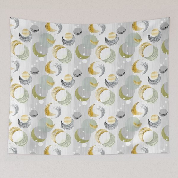 Item preview, Ethereal Crescent Moons with Gold, Gray, and Sage Circles designed and sold by Moisky Patterns.
