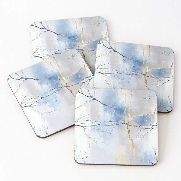 Item preview, Ethereal Branch Networks with Blue, Gold, and Mist Tones designed and sold by Moisky Patterns.