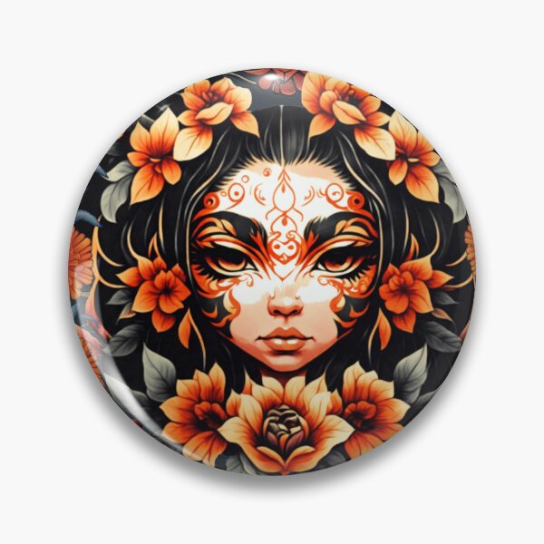 Item preview, Orange Flower Girl, Face Tattoo, Pretty Girl with Face Painting designed and sold by Jessielee72.
