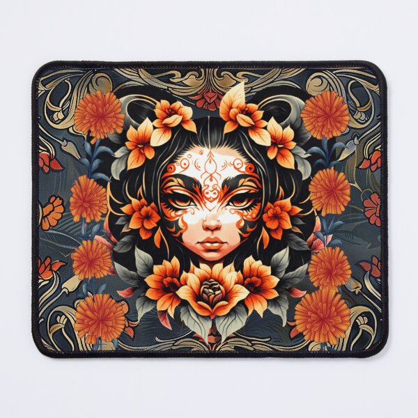 Item preview, Orange Flower Girl, Face Tattoo, Pretty Girl with Face Painting designed and sold by Jessielee72.
