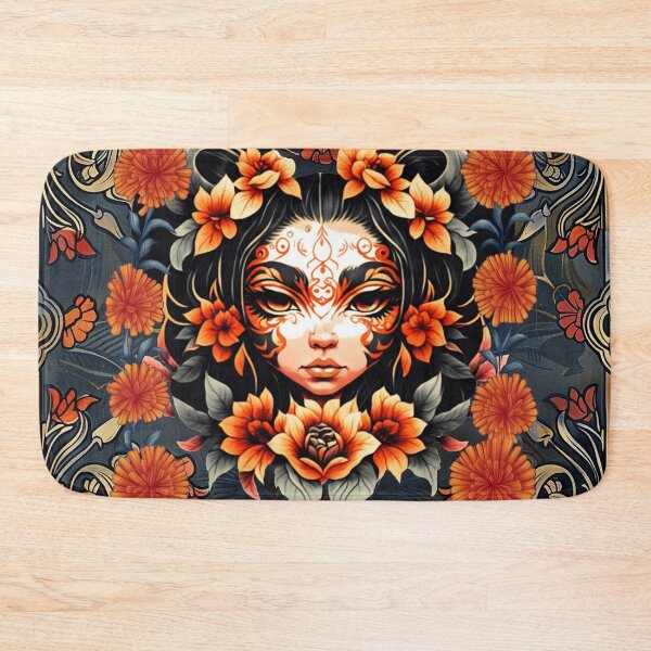 Item preview, Orange Flower Girl, Face Tattoo, Pretty Girl with Face Painting designed and sold by Jessielee72.