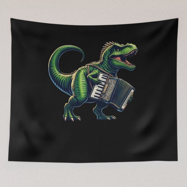 Item preview, Dinosaur Playing Accordion Player Accordionist designed and sold by Kimberley King Art  King Art.
