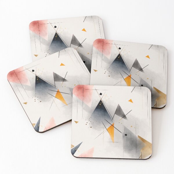 Item preview, Ethereal Angular Mesh with Ochre, Coral, and Charcoal Tones designed and sold by Moisky Patterns.