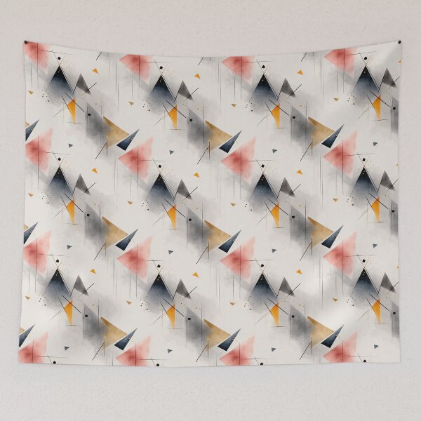 Item preview, Ethereal Angular Mesh with Ochre, Coral, and Charcoal Tones designed and sold by Moisky Patterns.