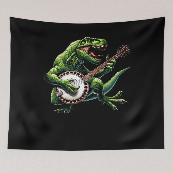 Item preview, Dinosaur Playing Banjo Player Banjoist designed and sold by Kimberley King Art  King Art.