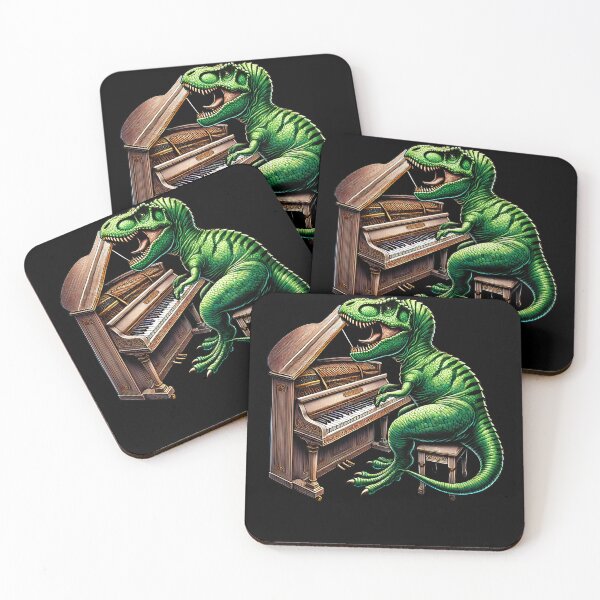 Item preview, Dinosaur Playing Piano Player Pianist designed and sold by Kimberley King Art  King Art.