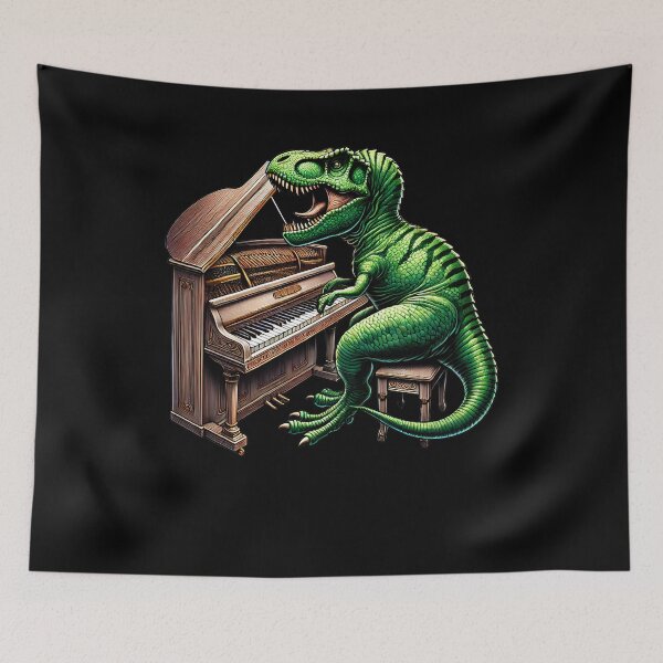 Item preview, Dinosaur Playing Piano Player Pianist designed and sold by Kimberley King Art  King Art.