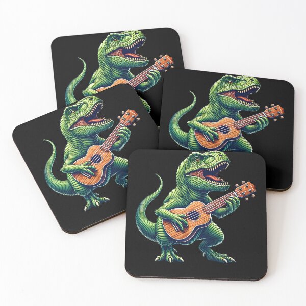 Item preview, Dinosaur Playing Ukulele Player Ukulelist designed and sold by Kimberley King Art  King Art.