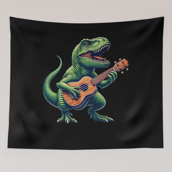 Item preview, Dinosaur Playing Ukulele Player Ukulelist designed and sold by Kimberley King Art  King Art.