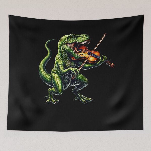 Item preview, Dinosaur Playing Violin Player Violinist designed and sold by Kimberley King Art  King Art.