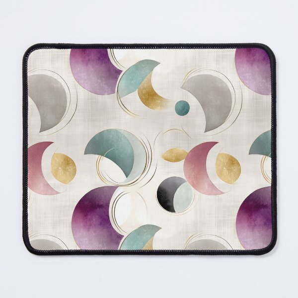 Item preview, Ethereal Lunar Arcs with Gold, Teal, and Mauve Circles designed and sold by Moisky Patterns.