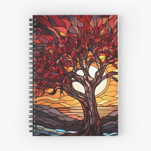 Item preview, Stained Glass Tree of Life at Sunset – Fiery Roots of Nature designed and sold by SuperNovaDesigns.