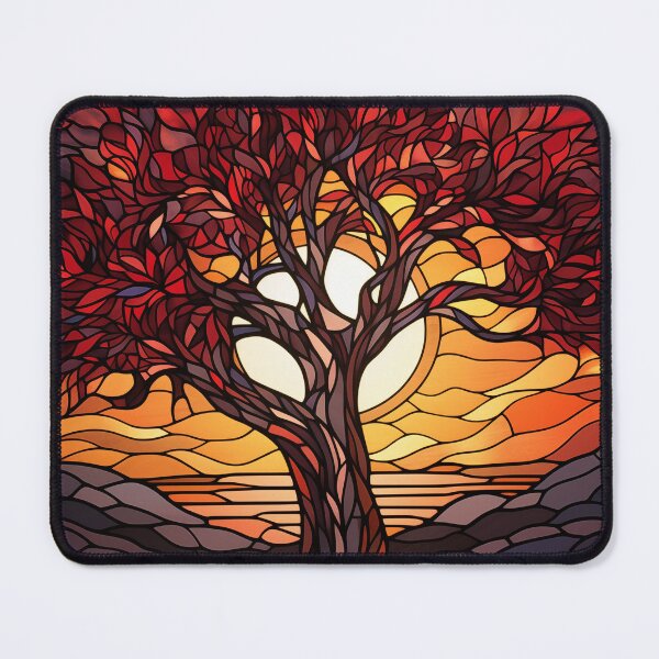 Item preview, Stained Glass Tree of Life at Sunset – Fiery Roots of Nature designed and sold by SuperNovaDesigns.