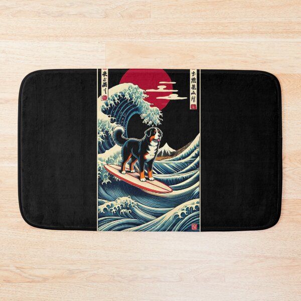Item preview, Bernese Mountain Dog Kanagawa Wave Surf Surfboard Japanese Art Dog Lover designed and sold by Kimberley King Art  King Art.