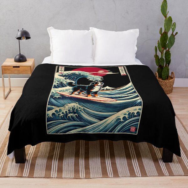 Artikelvorschau, Berner Sennenhund Kanagawa Wave Surf Surfbrett Japanische Kunst Hundeliebhaber entworfen und verkauft von Kimberley King Art King Art.