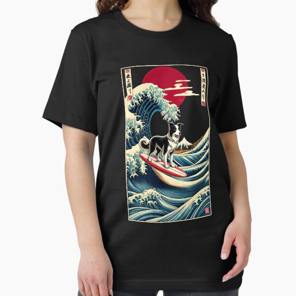 Item preview, Border Collie Kanagawa Wave Surf Surfboard Japanese Art Dog Lover designed and sold by Kimberley King Art  King Art.