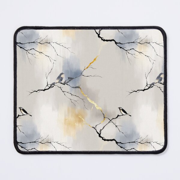 Item preview, Ethereal Birds on Branches with Gold, Gray, and Blue Accents designed and sold by Moisky Patterns.