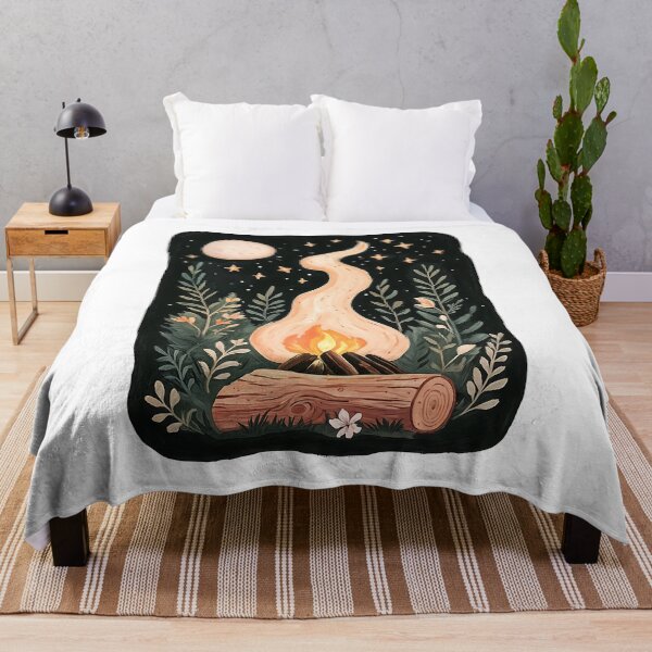 Item preview, Cozy campfire illuminates a night sky filled with stars and moonlight designed and sold by Ms. Iryna.