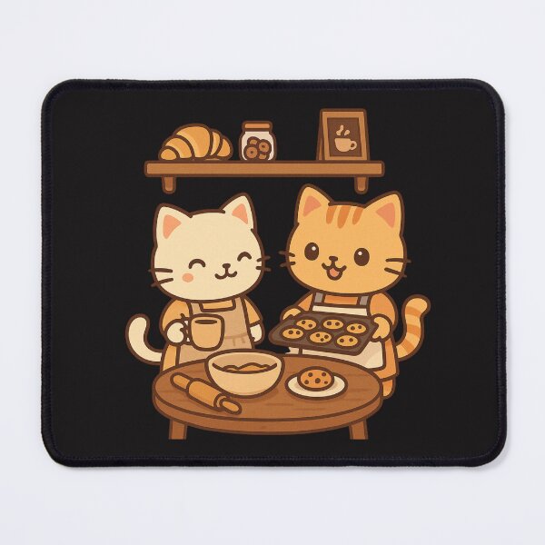Item preview, Pudding & Peppermint: Cozy Café Cats – Cute Chibi Baking Cat Couple designed and sold by ColorSplash123.