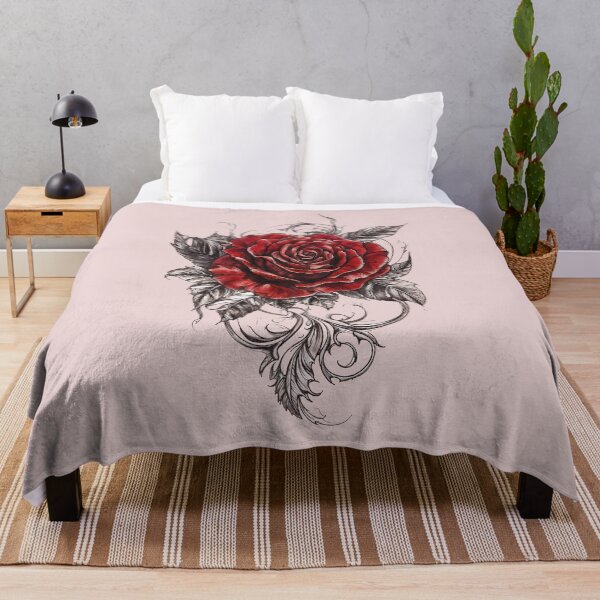 Item preview, Gothic Red Rose Floral Tattoo Design with Vintage Baroque Elements designed and sold by IdeaSmith.
