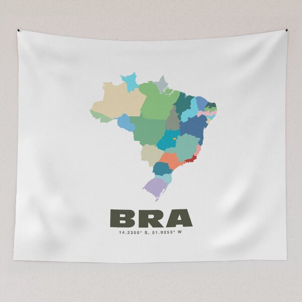 Item preview, Colorful Brazil Map - Modern Minimalist South America Art designed and sold by CartoPrints.