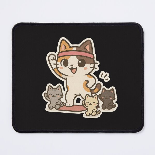 Item preview, Fit Cat Squad Leader – Cute Chibi Calico Cat Leading a Fitness Workout designed and sold by ColorSplash123.