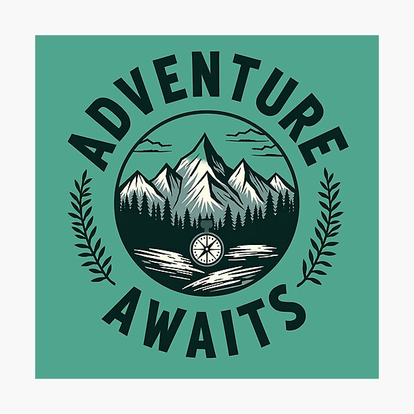 Item preview, Adventure Awaits Mountain Nature Compass Hiking Design designed and sold by gtrock.