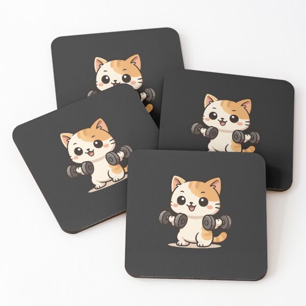 Item preview, Mochi the Muscle Cat – Cute Chibi Cat Lifting Dumbbells "Stay Pawsitive" Fitness Sticker designed and sold by ColorSplash123.
