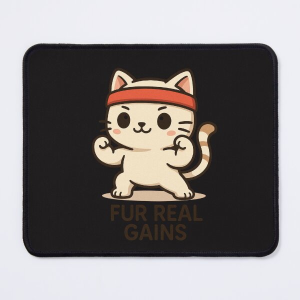 Item preview, FlexiFur – Chibi Cat Flexing Muscles "Fur Real Gains" Cute Fitness Sticker & Apparel Design designed and sold by ColorSplash123.