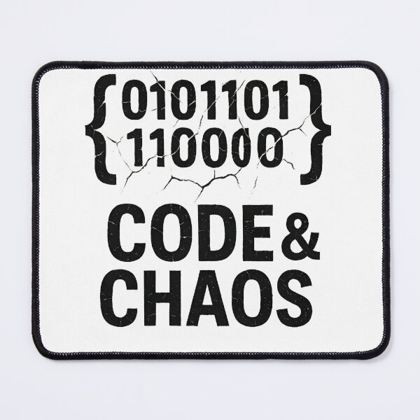 Item preview, Code & Chaos – Broken Binary Code Grunge Design | Black and White Tech Logo designed and sold by AlphaAutomation.