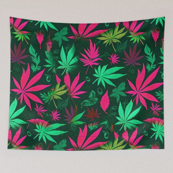 Item preview, Cannabis Pattern Teal Magenta Leaf Vibes designed and sold by MindWave THC.