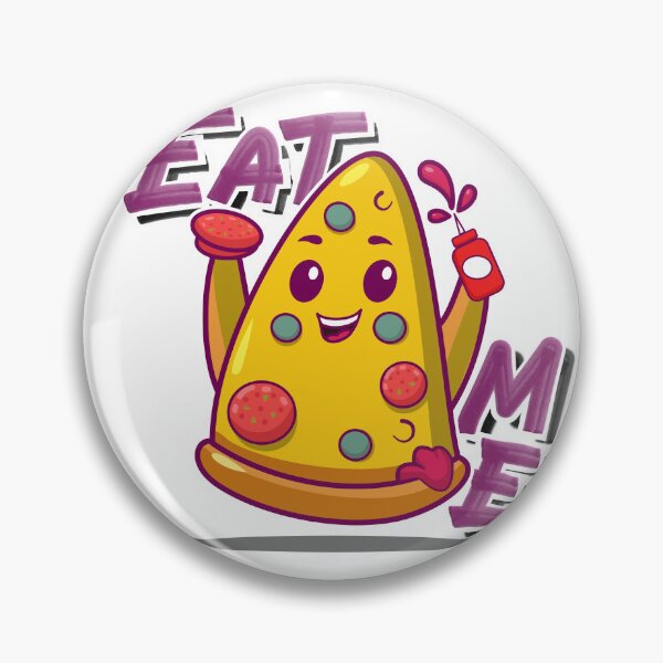 Aperçu de l'œuvre Tranche de pizza colorée avec une expression amusante tenant des garnitures créée et vendue par ELF11design.