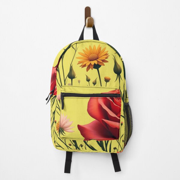 Item preview, Wildflowers and Red Rose in Middle - Lemon Yellow Background #5007LY designed and sold by Wildflower Rose.