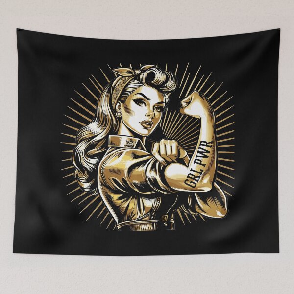 Item preview, Strong Woman GRL PWR Rockabilly Gold Gift designed and sold by Pineapple-Tree.