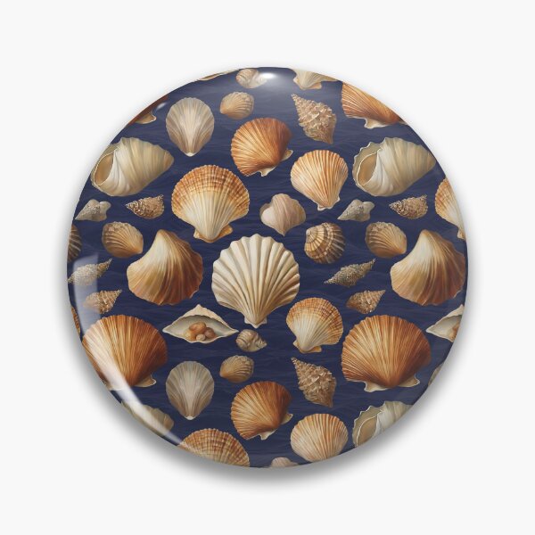 Item preview, A Pattern of Clams on Dark Blue Sea Background | Marine Art designed and sold by UnhingedBird.