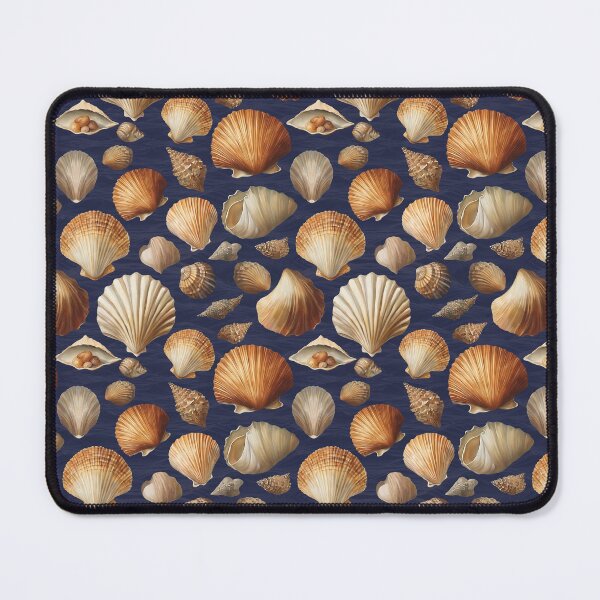 Item preview, A Pattern of Clams on Dark Blue Sea Background | Marine Art designed and sold by UnhingedBird.