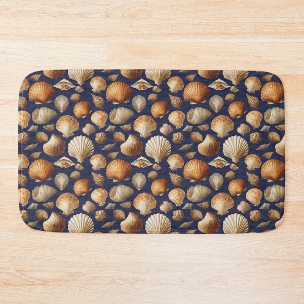 Item preview, A Pattern of Clams on Dark Blue Sea Background | Marine Art designed and sold by UnhingedBird.