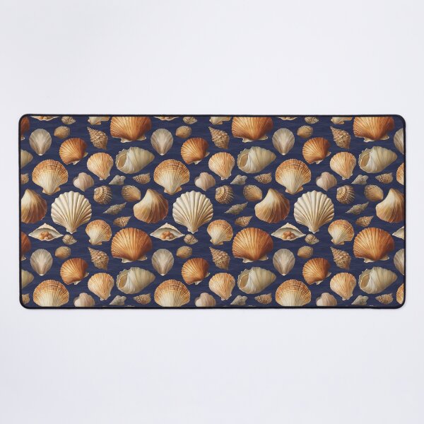 Item preview, A Pattern of Clams on Dark Blue Sea Background | Marine Art designed and sold by UnhingedBird.