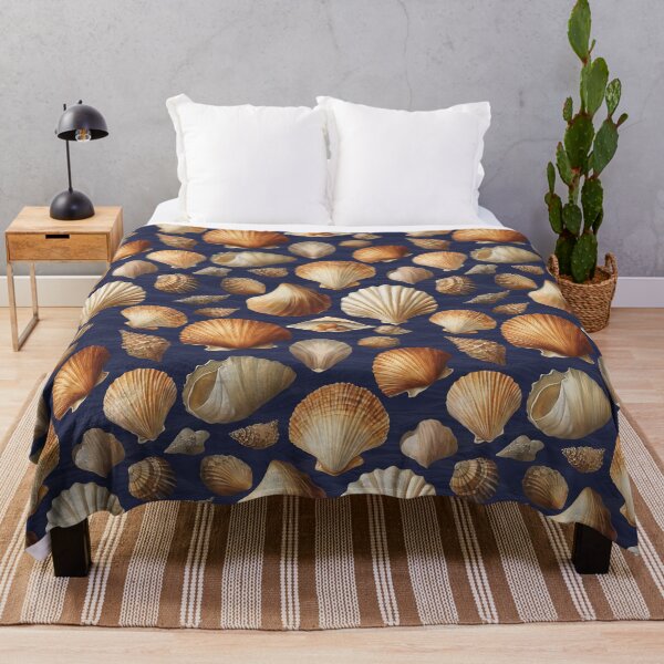 Item preview, A Pattern of Clams on Dark Blue Sea Background | Marine Art designed and sold by UnhingedBird.