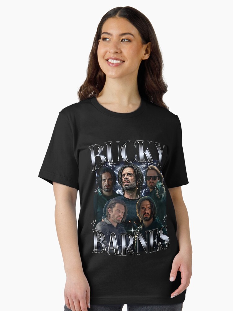 Thumbnail 2 of 7, Essential T-Shirt, Bucky Barnes Thunderbolts Sebastian Stan Winter Soldier Avengers Superhero Captain America Movies Poster designed and sold by HaloHop.